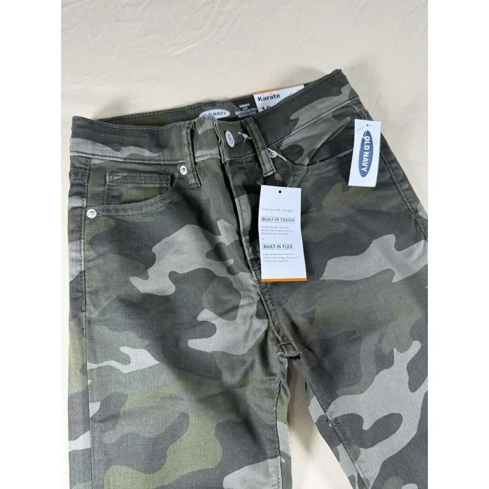NWT Old Navy Boys Jeans Pants Camouflage Karate Slim Flex Max Built in Size 10